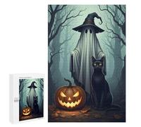 1000 PCS Puzzles pour Adolescents Halloween Ghost, Cat, and Pumpkin Scene Puzzle pour Adultes : Jeu De Rapidité Manuelle pour Anniversaire, Noël 1000 PCS