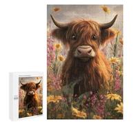 1000 PCS Puzzles pour Adolescents Highland Cow in Flower Field-1 Puzzles pour Adultes Assemblage De Motifs Stimule Le Cerveau Jeux Et Jouets Stimulants 1000 PCS