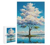 1000 PCS Puzzles pour Adolescents Impasto Tree Painting on Island Puzzles pour Adultes Jeux Relaxants Assemblage De Motifs Interaction Parent-Enfant 1000 PCS
