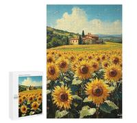1000 PCS Puzzles pour Adolescents Impressionist Inspired Sunflower Field and Countryside Puzzle pour Adultes : Jeu De Rapidité Manuelle pour Anniversaire, Noël 1000 PCS