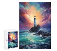 1000 PCS Puzzles pour Adolescents Lighthouse at Sea Casse-têtes pour Adultes, Jeux De Réflexion, Analyse Et Logique, Cadeaux De Noël Et d'anniversaire 1000 PCS