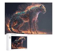 1000 PCS Puzzles pour Adolescents Neon Leopard Digital Art Jeux De Puzzle Relaxants, Amusants Et Humoristiques : des Cadeaux d'anniversaire Et De Noël Uniques 1000 PCS