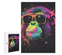 1000 PCS Puzzles pour Adolescents Neon Monkey Sunglasses Art Print Puzzles pour Adultes Assemblage De Motifs Stimule Le Cerveau Jeux Et Jouets Stimulants 1000 PCS