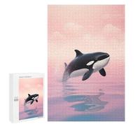 1000 PCS Puzzles pour Adolescents Orca Breaching in Pink Sky Puzzle pour Adultes : Jeu De Rapidité Manuelle pour Anniversaire, Noël 1000 PCS