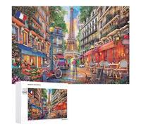 1000 PCS Puzzles pour Adolescents Parisian Charm A Cozy Street Scene with Eiffel Tower View Puzzles pour Adultes Jouets Anti-Stress Défi Difficile Cadeaux Et Anniversaires Uniques 1000 PCS