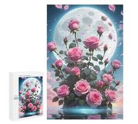 1000 PCS Puzzles pour Adolescents Pink Roses Under The Moon Puzzles pour Adultes, Jeu Familial D'analyse Et De Logique, Cadeaux Anti-Stress 1000 PCS