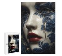 1000 PCS Puzzles pour Adolescents Porcelain Tears Kintsugi Woman in Blue and Gold Puzzle, Jouet, Décoration Murale, Difficile, Original, Cadeaux d'anniversaire Et De Noël 1000 PCS