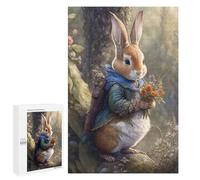 1000 PCS Puzzles pour Adolescents Rabbit Holding Flowers Art Print Puzzle pour Adultes - Jeu Manuel - Défi Difficile - Idéal comme Cadeau 1000 PCS