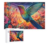 1000 PCS Puzzles pour Adolescents Rainbow Hummingbird in A Floral Fantasy Jeux De Puzzle Relaxants, Amusants Et Humoristiques : des Cadeaux d'anniversaire Et De Noël Uniques 1000 PCS
