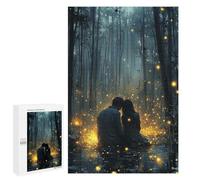 1000 PCS Puzzles pour Adolescents Romantic Couple in Magic Forest with Glowing Fireflies Puzzles pour Adultes Jeux Relaxants Assemblage De Motifs Interaction Parent-Enfant 1000 PCS