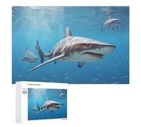 1000 PCS Puzzles pour Adolescents Sharks Swimming in Blue Ocean -1 Jeux De Puzzle Relaxants, Amusants Et Humoristiques : des Cadeaux d'anniversaire Et De Noël Uniques 1000 PCS