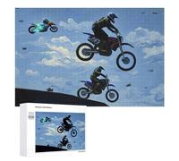 1000 PCS Puzzles pour Adolescents Sky Racing Motorcycles Soar Above Clouds Puzzles pour Adultes, Jeu Familial D'analyse Et De Logique, Cadeaux Anti-Stress 1000 PCS