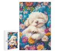 1000 PCS Puzzles pour Adolescents Sleeping Dog in Floral Meadow Puzzle, Jouet, Décoration Murale, Difficile, Original, Cadeaux d'anniversaire Et De Noël 1000 PCS