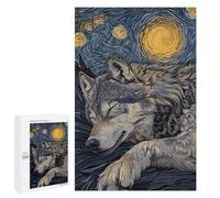 1000 PCS Puzzles pour Adolescents Sleeping Wolf Starry Night Art Puzzle, Jouet, Décoration Murale, Difficile, Original, Cadeaux d'anniversaire Et De Noël 1000 PCS