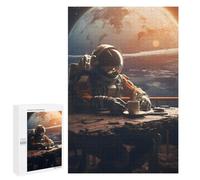 1000 PCS Puzzles pour Adolescents Spaceman Astronaut Coffee Puzzles pour Adultes Et Familles : Les Jeux Améliorent La Mémoire Et Stimulent Le Cerveau