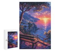 1000 PCS Puzzles pour Adolescents Sunset Over Coastal Village Puzzles pour Adultes - Jeu Difficile Et Stimulant À Compléter - Jouets De Jeu Stimulants 1000 PCS