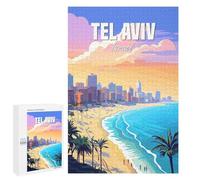 1000 PCS Puzzles pour Adolescents Tel Aviv Puzzle pour Adultes : Jeu De Rapidité Manuelle pour Anniversaire, Noël 1000 PCS