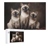 1000 PCS Puzzles pour Adolescents Three Siamese Cats Casse-têtes pour Adultes, Jeux De Réflexion, Analyse Et Logique, Cadeaux De Noël Et d'anniversaire 1000 PCS