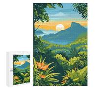 1000 PCS Puzzles pour Adolescents Tropical Landscape with Mountain and Sunset Puzzle, Jouet, Décoration Murale, Difficile, Original, Cadeaux d'anniversaire Et De Noël 1000 PCS