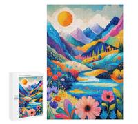 1000 PCS Puzzles pour Adolescents Vibrant Mountain Valley Painting Puzzle, Jouet, Décoration Murale, Difficile, Original, Cadeaux d'anniversaire Et De Noël 1000 PCS
