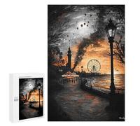 1000 PCS Puzzles pour Adolescents Vintage Carnival at Dusk - Nostalgic Seaside Fairground Puzzle pour Adultes : Jeu De Rapidité Manuelle pour Anniversaire, Noël 1000 PCS