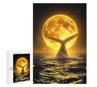 1000 PCS Puzzles pour Adolescents Water Splashing Around Celestial Whale Moonlit Ocean Night Puzzles pour Adultes Jeux Relaxants Assemblage De Motifs Interaction Parent-Enfant 1000 PCS