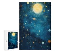 1000 PCS Puzzles pour Adolescents Watercolor Space with Planets and Stars Puzzle, Jouet, Décoration Murale, Difficile, Original, Cadeaux d'anniversaire Et De Noël 1000 PCS