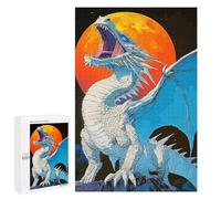 1000 PCS Puzzles pour Adolescents White Dragon Roaring at The Moon Puzzle pour Adultes : Jeu De Rapidité Manuelle pour Anniversaire, Noël 1000 PCS