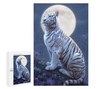 1000 PCS Puzzles pour Adolescents White Tiger Moonlit Fantasy Puzzles pour Adultes - Jeu Difficile Et Stimulant À Compléter - Jouets De Jeu Stimulants 1000 PCS