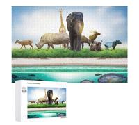 1000 PCS Puzzles pour Adolescents Wildlife Gathering by The Water's Edge Puzzles pour Adultes Jouets Anti-Stress Défi Difficile Cadeaux Et Anniversaires Uniques 1000 PCS