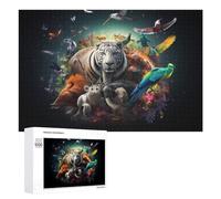 1000 PCS Puzzles pour Adolescents Wildlife Symphony A Vibrant Gathering of Nature's Creatures Puzzles pour Adultes Jouets Anti-Stress Défi Difficile Cadeaux Et Anniversaires Uniques 1000 PCS