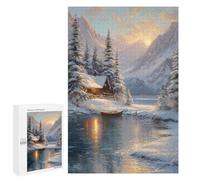 1000 PCS Puzzles pour Adolescents Winter Cabin by The Lake Puzzles pour Adultes - Jeu Difficile Et Stimulant À Compléter - Jouets De Jeu Stimulants 1000 PCS
