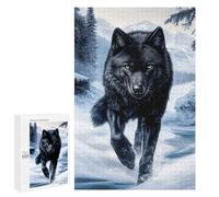 1000 PCS Puzzles pour Adultes Black Wolf in Winter Landscape Puzzles pour Adultes Jeux Relaxants Niveau De Difficulté Défi Difficile Et Stimulant 1000 PCS