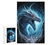 1000 PCS Puzzles pour Adultes Blue Ice Dragon Fantasy Artwork Puzzle pour Adolescents Cadeau d'anniversaire Difficile Et Stimulant Cadeaux d'anniversaire Et De Noël Uniques 1000 PCS