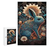 1000 PCS Puzzles pour Adultes Blue Rabbit with Lotus Flowers Puzzle pour Adolescents Cadeau d'anniversaire Difficile Et Stimulant Cadeaux d'anniversaire Et De Noël Uniques 1000 PCS