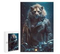 1000 PCS Puzzles Pour Adultes, Cadeaux Lion Biker en Cuir Jacket Puzzle Pour Adultes, Jeux Relaxants, Décoration De La Maison, Cadeau D'Anniversaire, Cadeaux, 1000 PCS