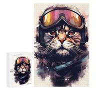 1000 PCS Puzzles pour Adultes Cat Aviator with Goggles Analyse Et Logique du Jeu De Puzzle Familial Interaction Parent-Enfant 1000 PCS