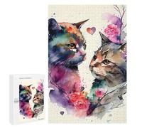 1000 PCS Puzzles pour Adultes Cat Romantic Couple Analyse Et Logique du Jeu De Puzzle Familial Interaction Parent-Enfant 1000 PCS