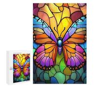 1000 PCS Puzzles pour Adultes Colorful Butterfly Stained Glass Puzzle pour Adolescents Cadeau d'anniversaire Difficile Et Stimulant Cadeaux d'anniversaire Et De Noël Uniques 1000 PCS