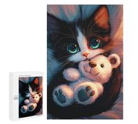 1000 PCS Puzzles pour Adultes Cute Kitten with Teddy Bear Analyse Et Logique du Jeu De Puzzle Familial Interaction Parent-Enfant 1000 PCS