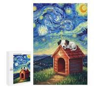 1000 PCS Puzzles pour Adultes Dog Sleeping on Doghouse, Starry Night Puzzle pour Adultes - Jouets À Monter Soi-même - Découpe De Précision - Cadeaux Uniques pour Anniversaire Et Noël 1000 PCS