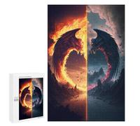 1000 PCS Puzzles pour Adultes Dragon's Gate Fire Vs Ice Puzzle pour Adolescents Cadeau d'anniversaire Difficile Et Stimulant Cadeaux d'anniversaire Et De Noël Uniques 1000 PCS