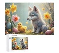 1000 PCS Puzzles pour Adultes Easter Fox and Chick Scene Puzzle Anti-Stress, Jouet Cadeau pour Femmes, Difficile Et Stimulant 1000 PCS