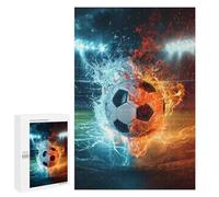 1000 PCS Puzzles pour Adultes Fire Vs. Ice Soccer Ball Puzzle pour Adolescents Cadeau d'anniversaire Difficile Et Stimulant Cadeaux d'anniversaire Et De Noël Uniques 1000 PCS