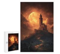 1000 PCS Puzzles pour Adultes Halloween Castle with Full Moon Puzzle pour Adolescents Cadeau d'anniversaire Difficile Et Stimulant Cadeaux d'anniversaire Et De Noël Uniques 1000 PCS