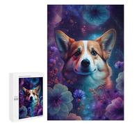 1000 PCS Puzzles pour Adultes Magical Corgi in Floral Fantasy Puzzle pour Adolescents Cadeau d'anniversaire Difficile Et Stimulant Cadeaux d'anniversaire Et De Noël Uniques 1000 PCS