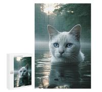 1000 PCS Puzzles pour Adultes Mystical Cat Reflection Puzzle pour Adolescents Cadeau d'anniversaire Difficile Et Stimulant Cadeaux d'anniversaire Et De Noël Uniques 1000 PCS