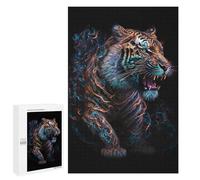 1000 PCS Puzzles pour Adultes Neon Tiger Art Print Puzzle pour Adolescents Cadeau d'anniversaire Difficile Et Stimulant Cadeaux d'anniversaire Et De Noël Uniques 1000 PCS