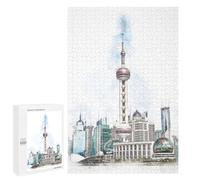 1000 PCS Puzzles pour Adultes Oriental Pearl Tower Shanghai China Analyse Et Logique du Jeu De Puzzle Familial Interaction Parent-Enfant 1000 PCS