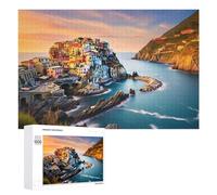 1000 PCS Puzzles pour Adultes Puzzle Colorful Coastal Village at Sunset -5 Jeux Relaxants Puzzle Une Œuvre d'art Cadeaux De Noël Et d'anniversaire 1000 PCS